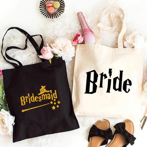 Funny Bridesmaid Maid of Honor Handbags Woman Bachelorette Party EVJF Canvas Tote Bag Team Bride Shopping Bag Lady Shoulder Bag