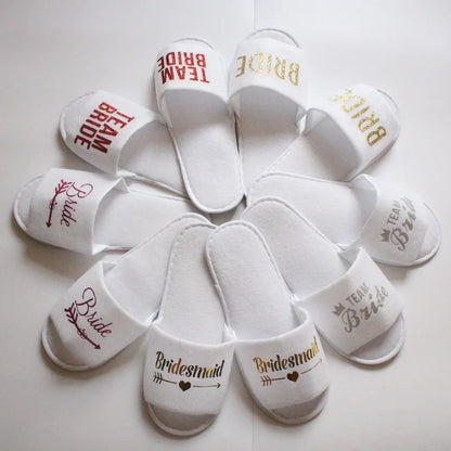 Bride To Be Slippers Team Bride Shower Wedding Decoration Bridesmaid Hen Party Soft Slippers Ladies Bachelorette Party Supplies