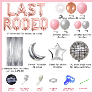 Cheereveal Last Rodeo Bachelorette Party Decorations Pink Silver Star Moon Disco Balloon Kit Curtain Cowgirl Hen Party Supplies