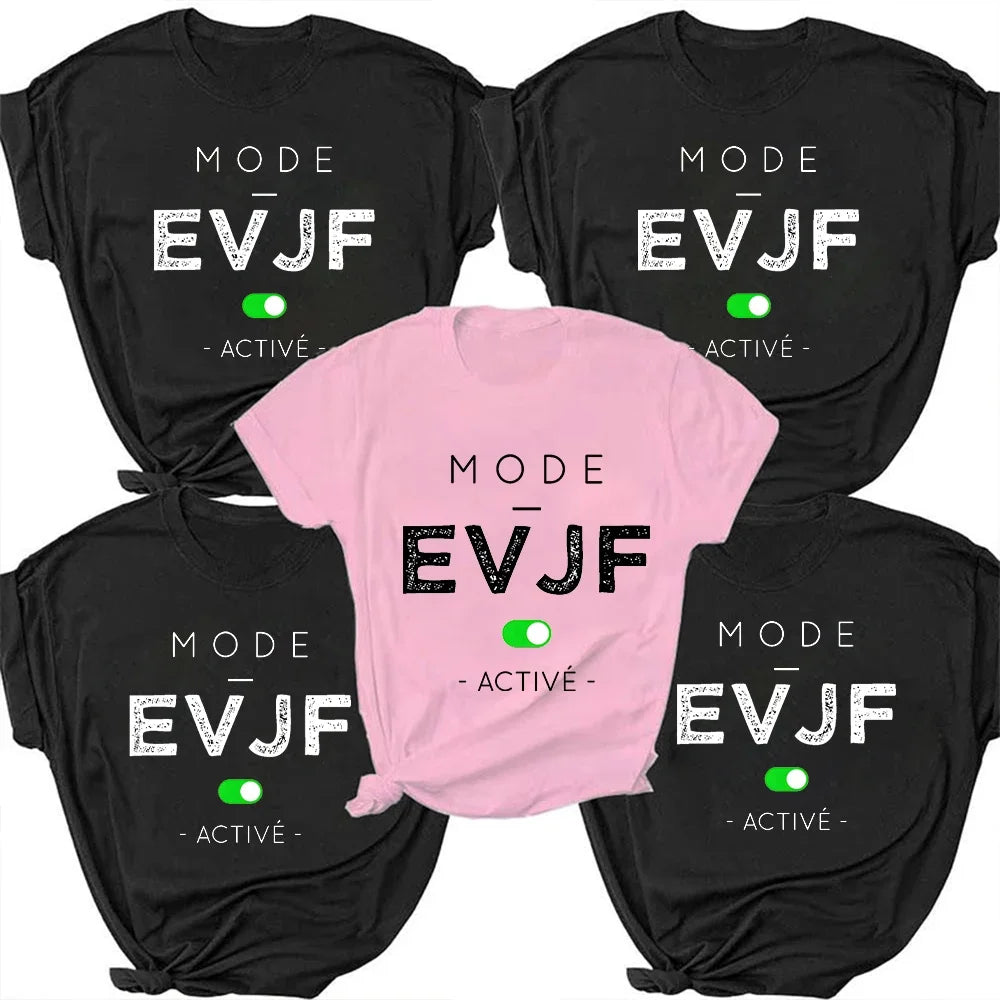 French Girls Fashion EVJF T-shirt Bachelorette Hen Party Team Bride Blouses Women Short Sleeved Tees Tops Bridal Wedding Shirt