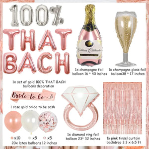 Funmemoir Rose Gold Bachelorette Party Decorations 100% That Bach Balloons Bride To Be Sash Curtain Bridal Shower Party Supplies