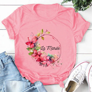 La Mariee Team Bride T-shirt Bridesmaid Top Women Bachelorette Party T-shirts Short Sleeve Tee Shirts Team De La Mariee Tops