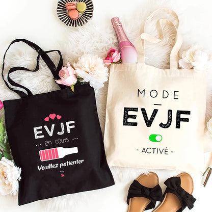 EVJF-Sac de Shopping en Toile de Grande Capacité pour Fille Française, Fourre-Tout pour Enterrement de Vie de Jeune Fille